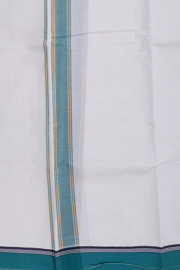 Ganga Jamuna Border White Cotton Dhoti With Angavastram Set