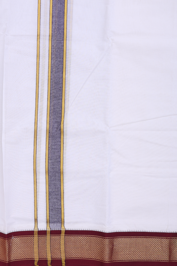 Ganga Jamuna Border White Cotton Dhoti With Angavastram Set