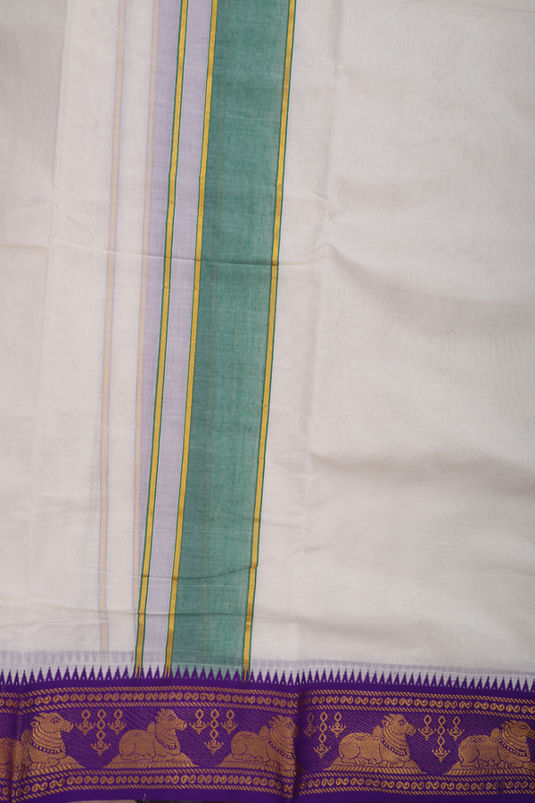 Ganga Jamuna Border White Cotton Dhoti With Angavastram Set