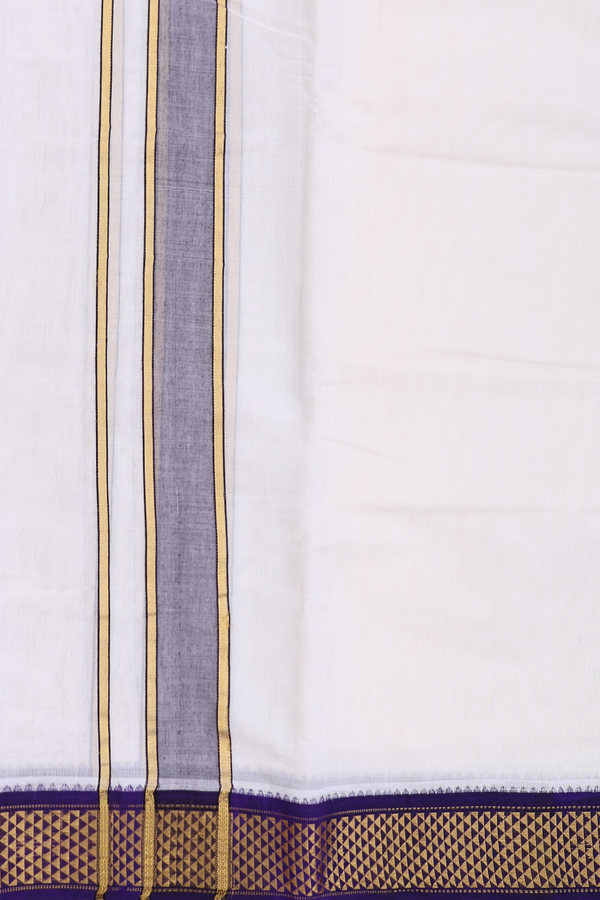 Ganga Jamuna Border White Cotton Dhoti With Angavastram Set