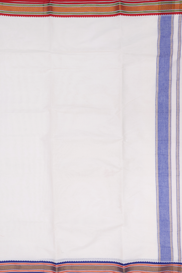Ganga Jamuna Border White Cotton Dhoti With Angavastram Set