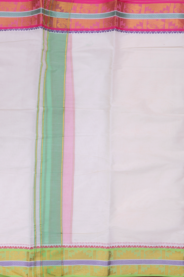Ganga Jamuna Border White Cotton Dhoti With Angavastram Set