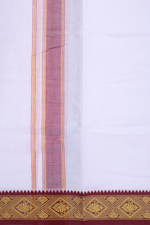 Ganga Jamuna Border White Cotton Dhoti With Angavastram Set