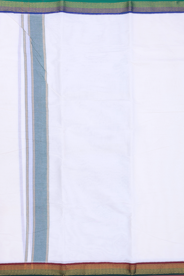 Ganga Jamuna Border White Cotton Dhoti With Angavastram Set