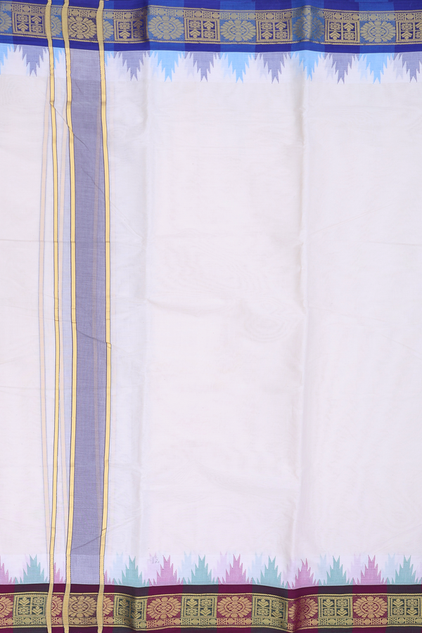Ganga Jamuna Border White Cotton Dhoti With Angavastram Set