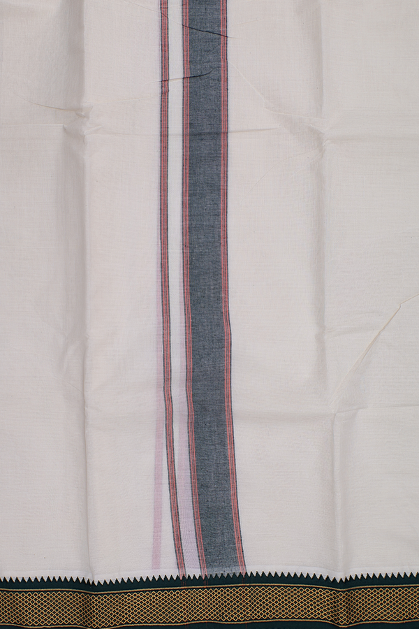 Ganga Jamuna Border White Cotton Dhoti With Angavastram Set