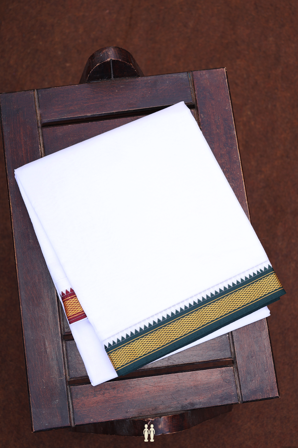 Ganga Jamuna Border White Cotton Velcro Dhoti