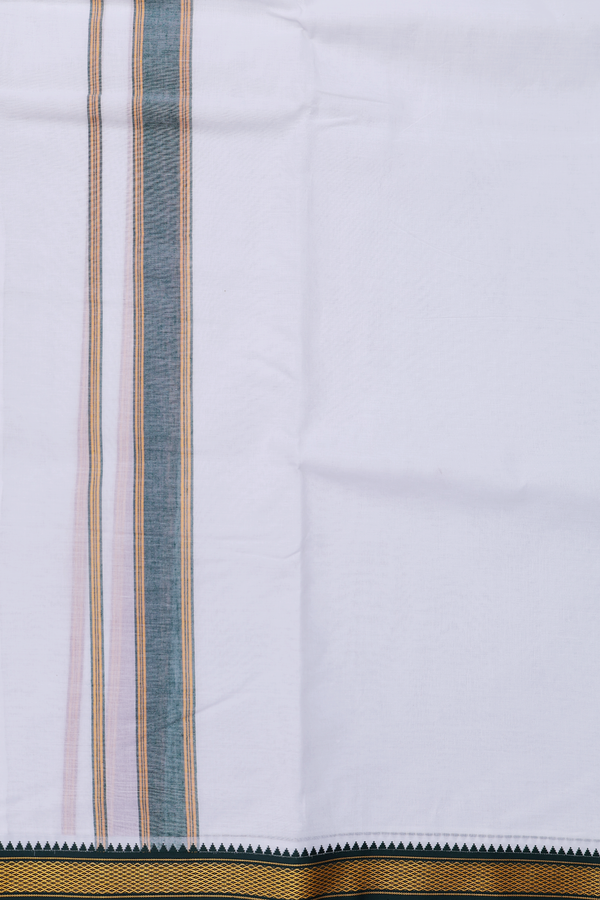 Ganga Jamuna Border White Cotton Velcro Dhoti