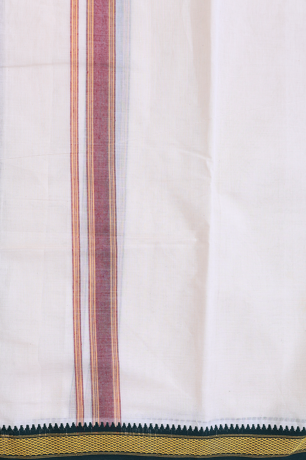 Ganga Jamuna Border White Cotton Velcro Dhoti