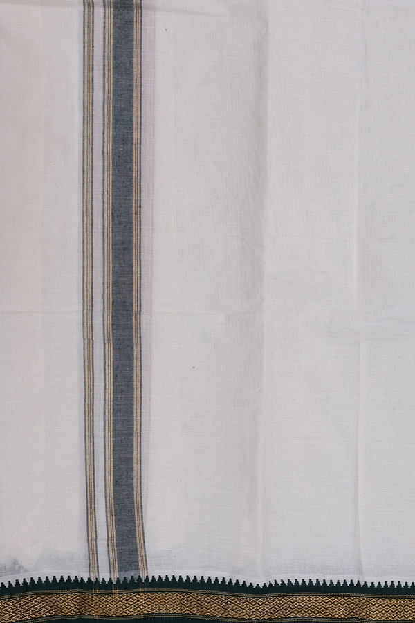 Ganga Jamuna Border White Cotton Velcro Dhoti