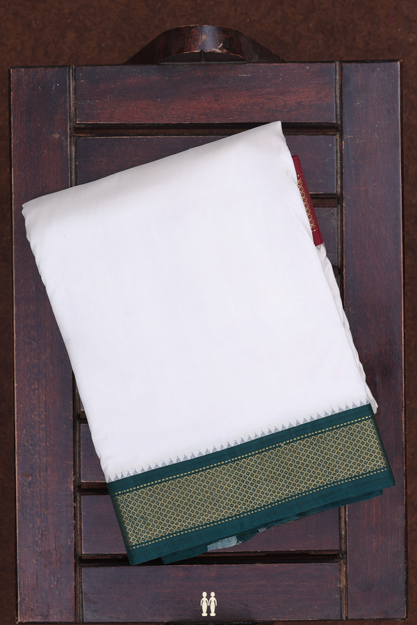 Ganga Jamuna Border White Silk Dhoti With Angavastram Set