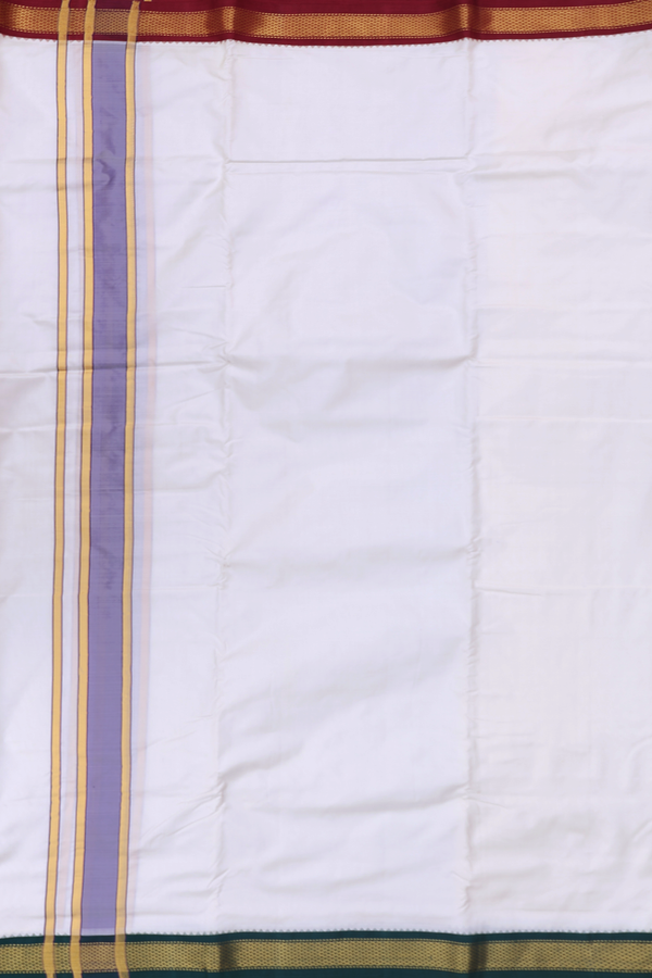 Ganga Jamuna Border White Silk Dhoti With Angavastram Set