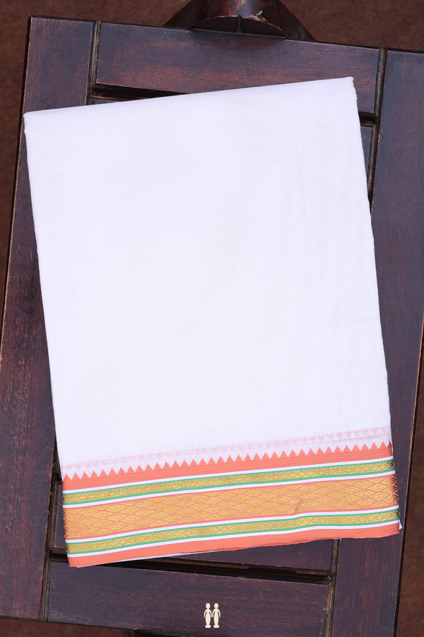Ganga Jamuna Border White Cotton Dhoti With Angavastram Set