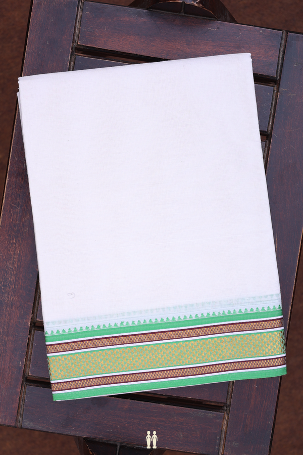 Ganga Jamuna Border White Cotton Dhoti With Angavastram Set