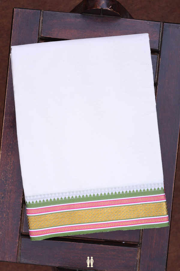 Ganga Jamuna Border White Cotton Dhoti With Angavastram Set