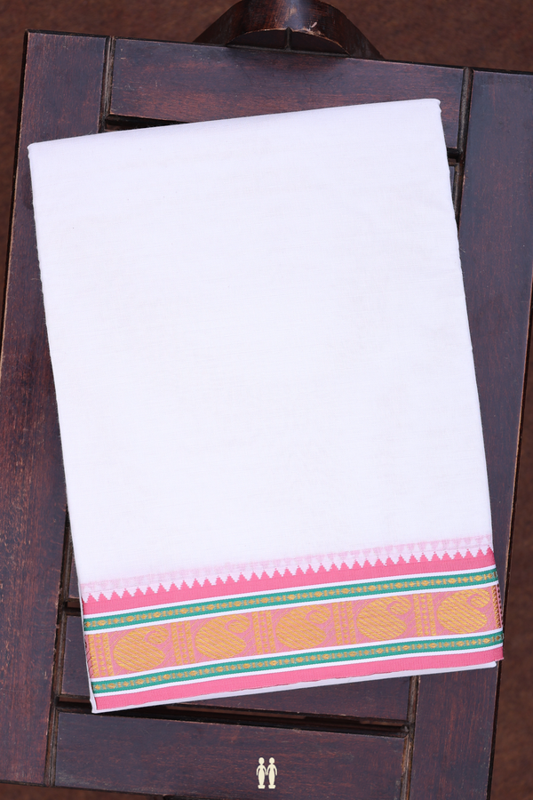 Ganga Jamuna Border White Cotton Dhoti With Angavastram Set