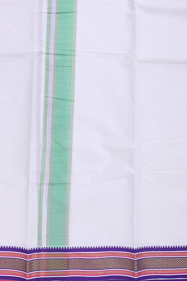 Ganga Jamuna Border White Cotton Dhoti With Angavastram Set