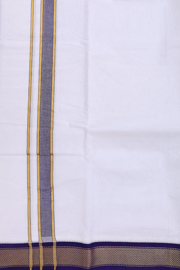 Ganga Jamuna Border White Cotton Dhoti With Angavastram Set