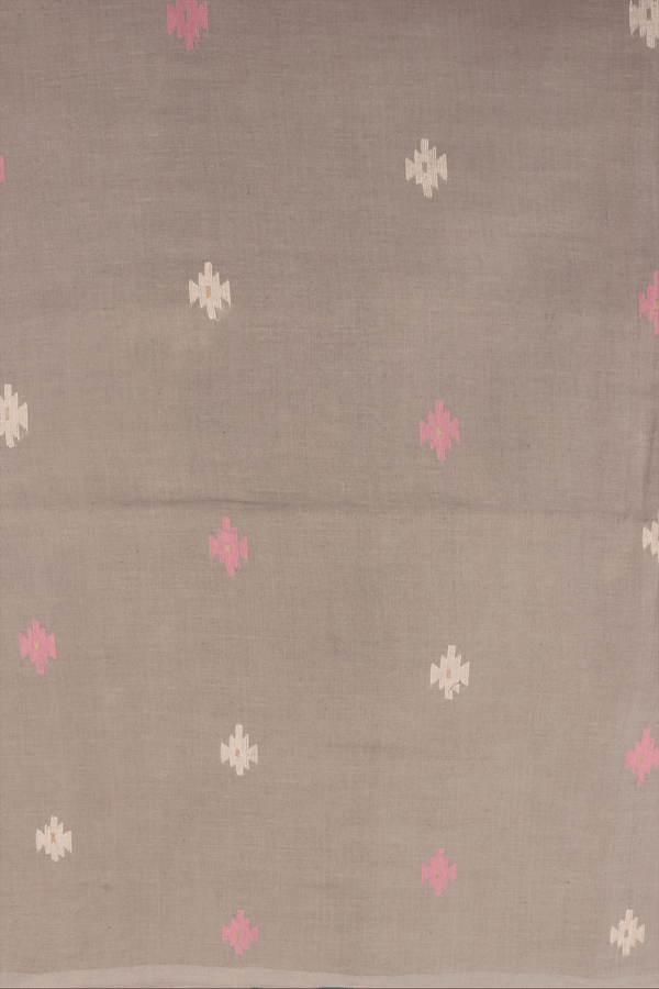 Geometric Threadwork Buttas Grey Bengal Cotton Saree