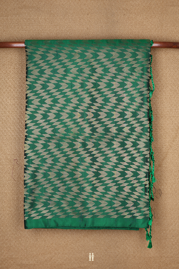 Geometric Zari Design Emerald Green Soft Silk Saree