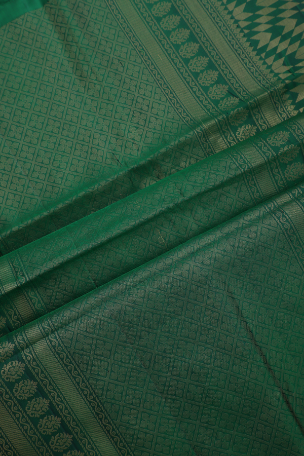 Geometric Zari Design Emerald Green Soft Silk Saree