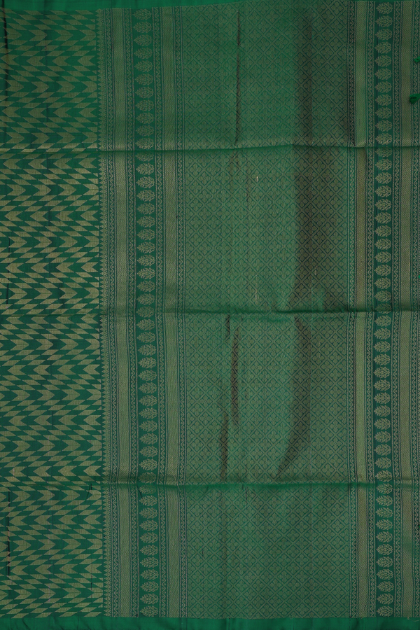 Geometric Zari Design Emerald Green Soft Silk Saree