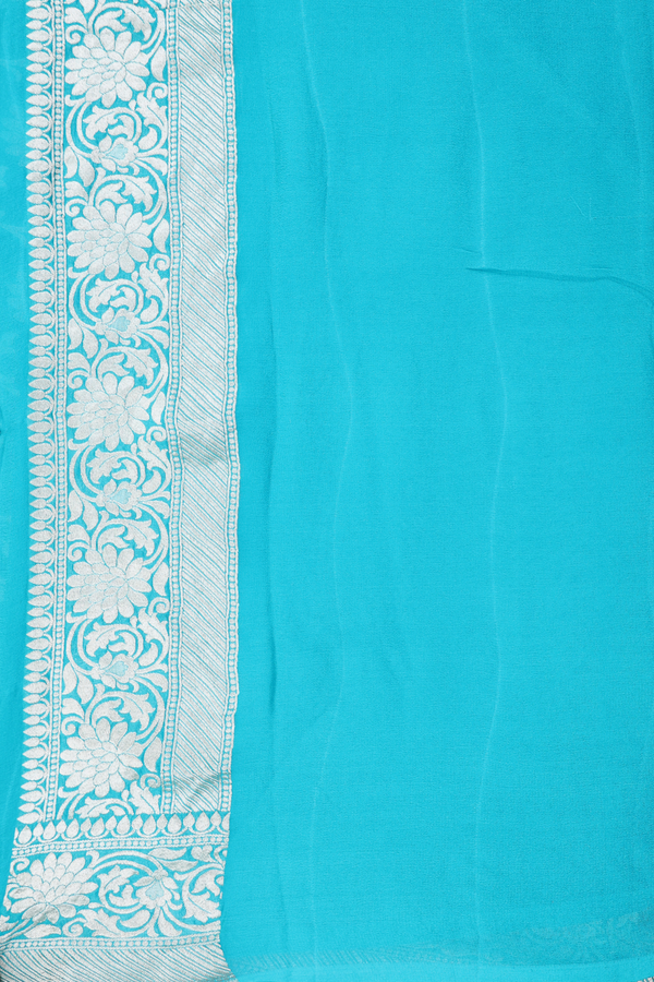 Georgette Banarasi Silk Saree In Blue With Floral Design