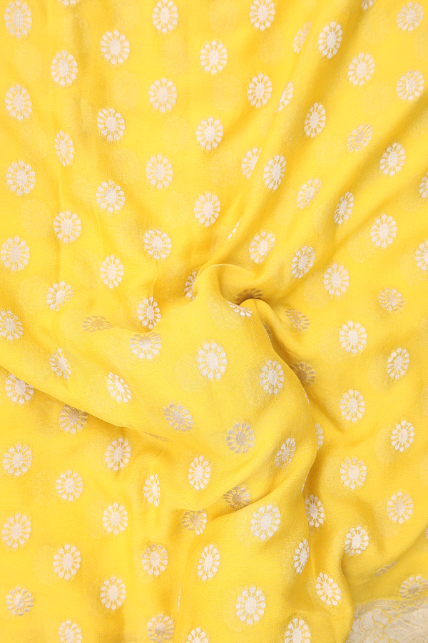 Georgette Banarasi Silk Saree In Yellow With Zari Buttas