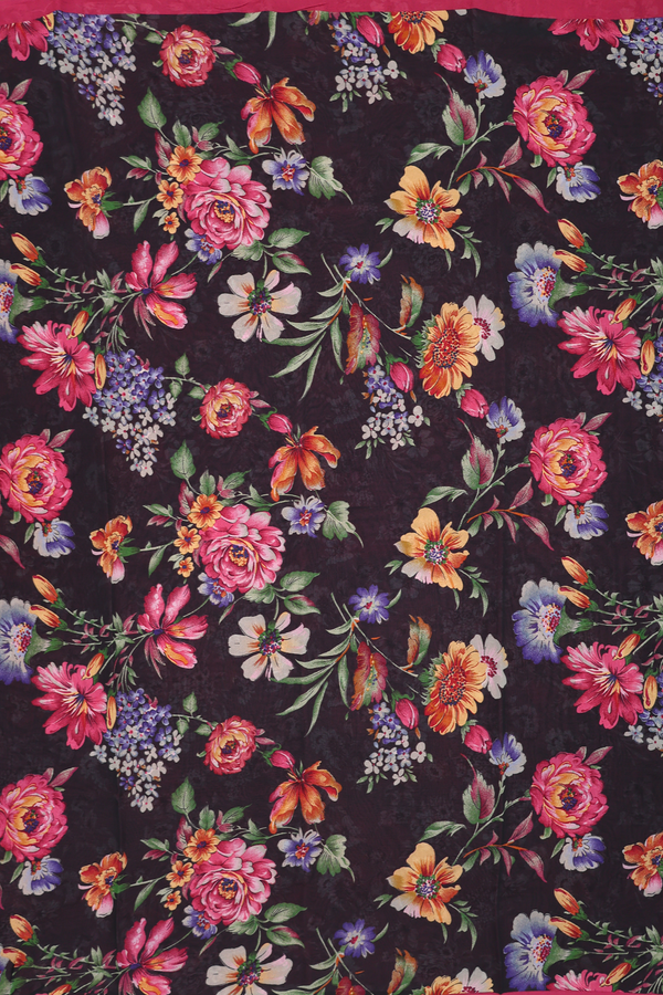 Georgette Saree In Black With Floral Design