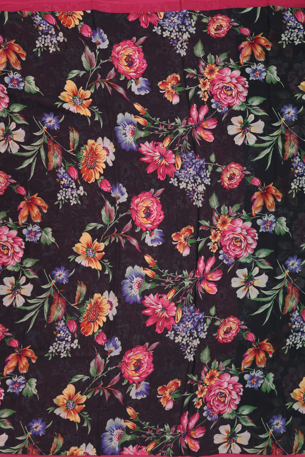 Georgette Saree In Black With Floral Design