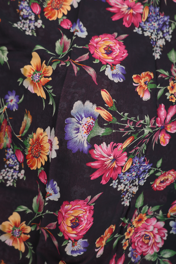 Georgette Saree In Black With Floral Design