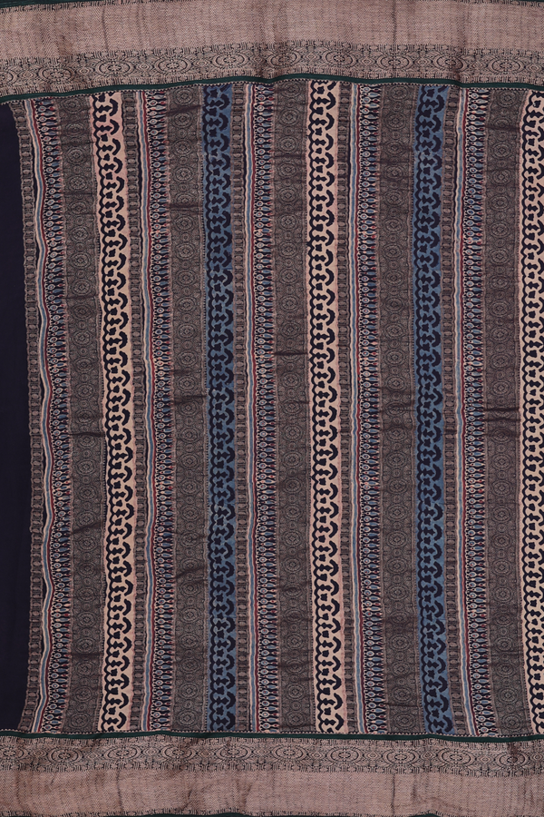 Georgette Saree In Dark Oak Brown With Printed Design