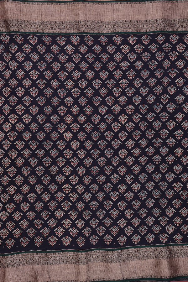 Georgette Saree In Dark Oak Brown With Printed Design
