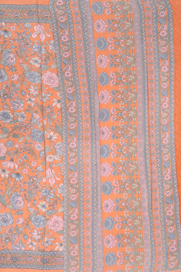 Georgette Saree In Dusty Orange With Floral Design