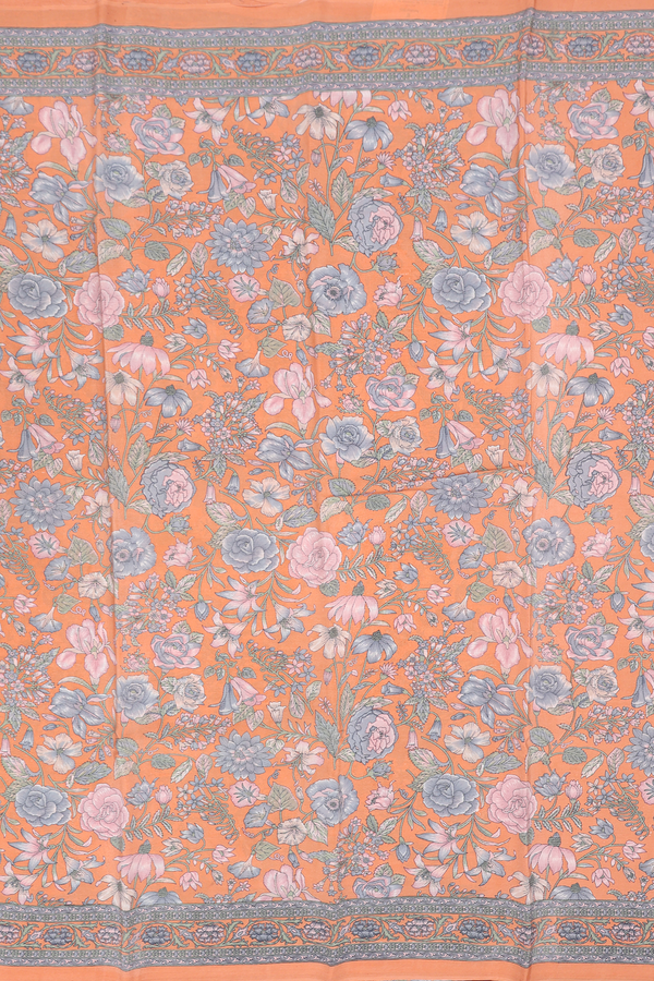 Georgette Saree In Dusty Orange With Floral Design