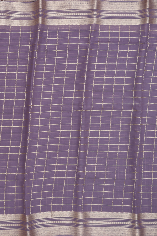 Georgette Saree In Dusty Purple With Checks Design