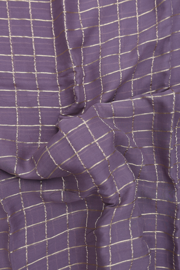 Georgette Saree In Dusty Purple With Checks Design