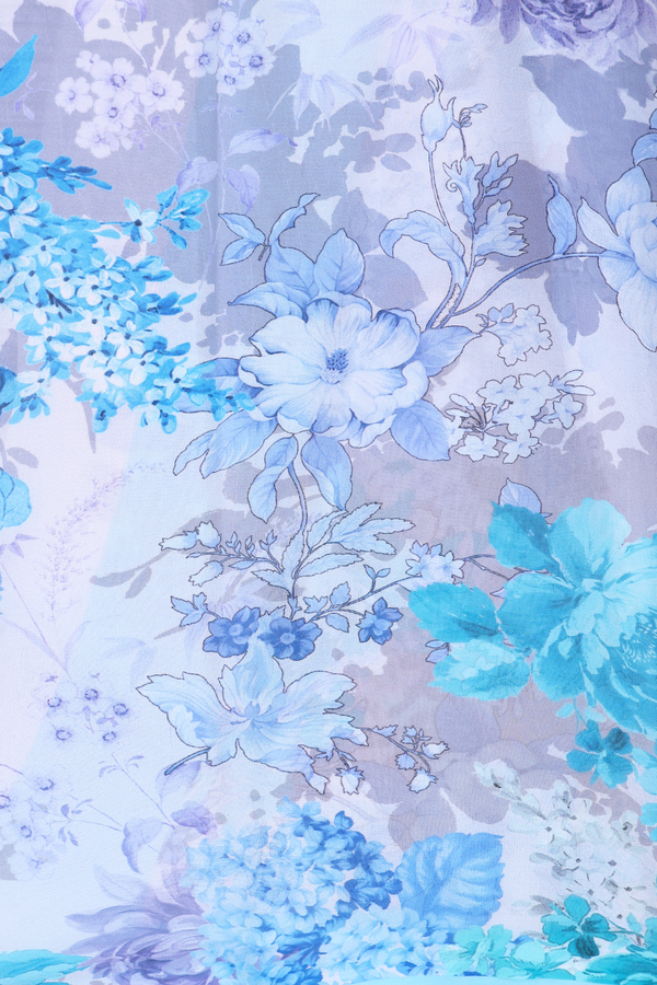 Georgette Saree In Light Grey With Floral Printed Design