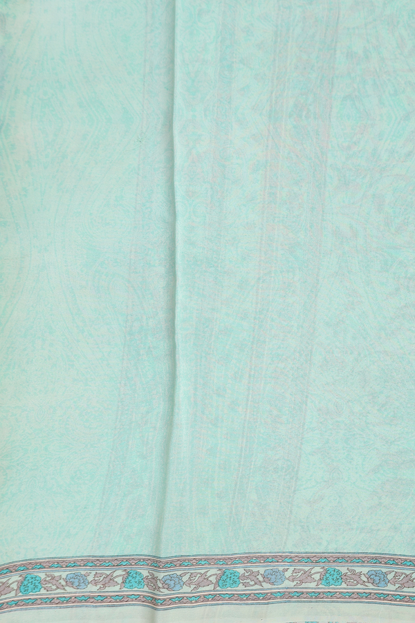 Georgette Saree In Mint Green With Floral Design