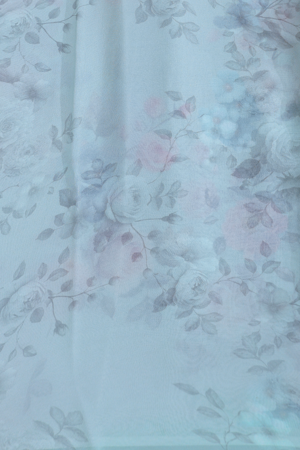 Georgette Saree In Dusty Green With Floral Printed Design