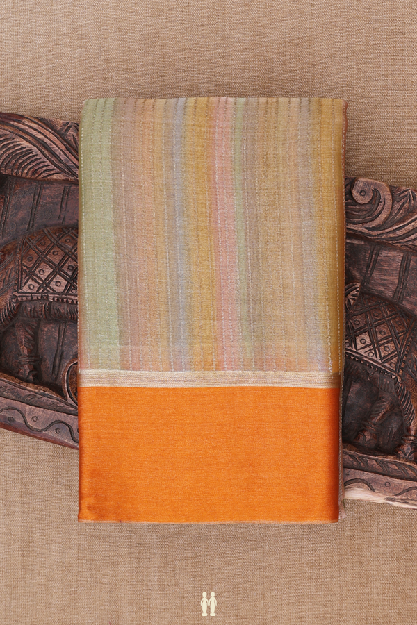 Georgette Saree In Multicolor With Stripes Design