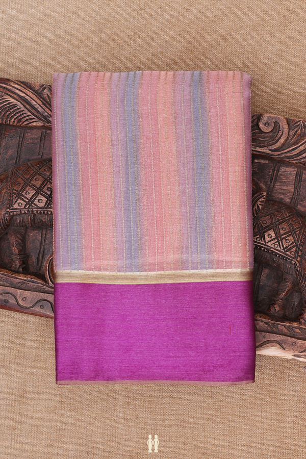 Georgette Saree In Multicolor With Stripes Design