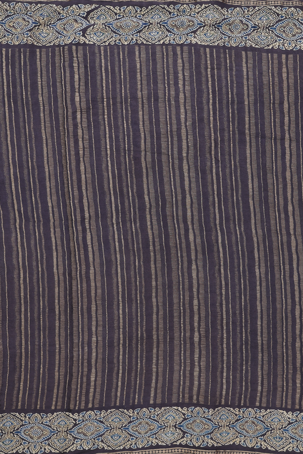 Georgette Saree In Oxford Brown With Stripes Design