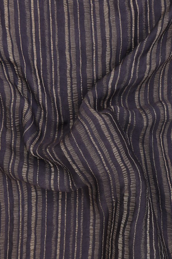 Georgette Saree In Oxford Brown With Stripes Design