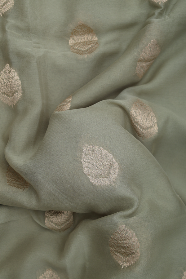 Georgette Saree In Pastel Green With Floral Motifs