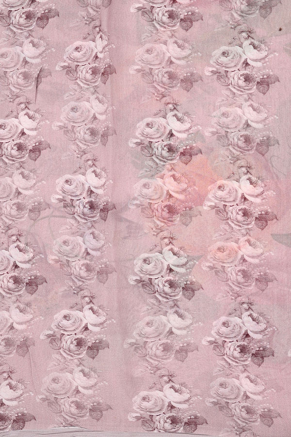 Georgette Saree In Pastel Pink With Floral Design