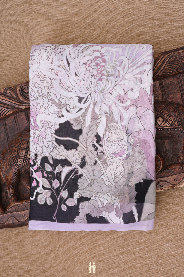 Georgette Saree In Pastel Purple With Floral Printed Design