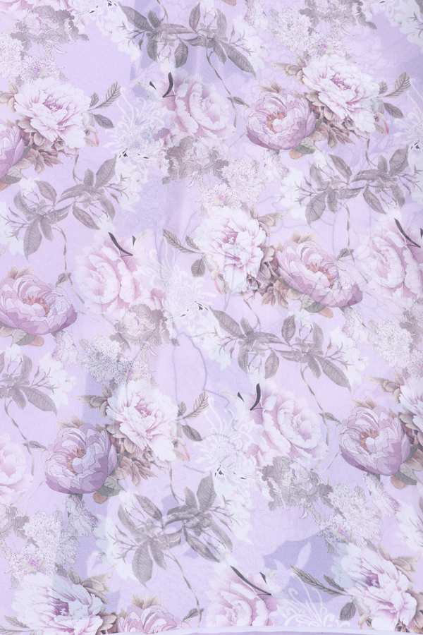 Georgette Saree In Pastel Purple With Floral Printed Design