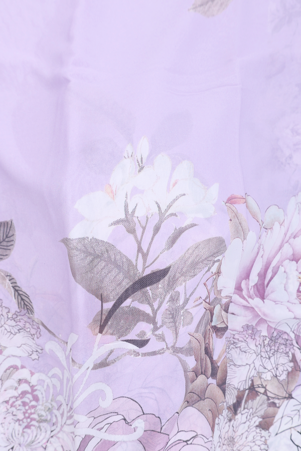 Georgette Saree In Pastel Purple With Floral Printed Design