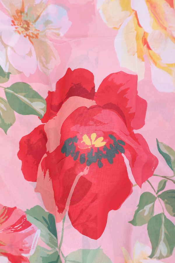 Georgette Saree In Pinkish Peach With Floral Printed Design